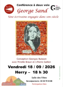 Conférence à deux voix George Sand à Herry le 18 septembre 2026