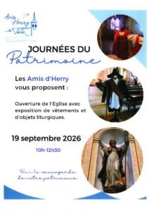 Journée du patrimoine 2026 - Ouverture de l'église samedi 19 septembre 2026